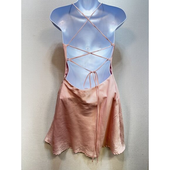 Princess Polly Womens Satin Strappy Mini Dress Size 6 Pink Sleeveless Party Chic - Picture 5 of 11